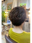 ショート無造作パーマ×大人ハイライト×シークレットハイライト
