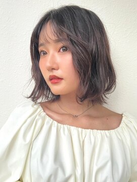 カバーヘア ブリス 大宮西口(COVER HAIR bliss) 小顔ボブパーマ/オリーブグレー/コテ巻き風パーマ/艶カラーp大宮