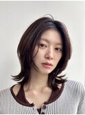 前髪なし ミディアムレイヤー 藤本麻衣