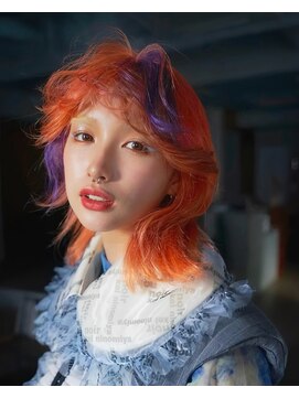 原宿/ウルフカット レイヤー デザインカラー ルーツカラー 