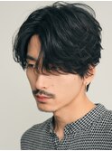 大分ニュアンスパーマメンズカットセンターパートマッシュウルフ