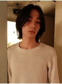 メンズボブウルフメンズミディアムレイヤーカットメンズウルフ