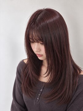 リア(Li'a by neolive) ブリーチなしカシスブラウン×セミロングレイヤー