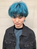 ヘアー アイス ルーチェ(HAIR ICI LUCE) マッシュウルフ ターコイズブルー ブリーチ 