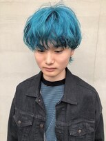 ヘアー アイス ルーチェ(HAIR ICI LUCE) マッシュウルフ ターコイズブルー ブリーチ