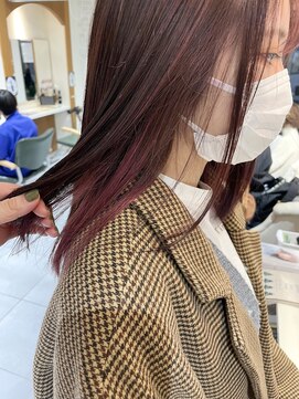 ネオリーブカフ 鶴ヶ峰店(Neolive caff) さりげなハイライト×インナーカラー×カシスピンク