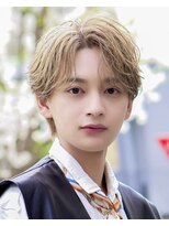 オーシャントーキョー 渋谷神南(OCEAN TOKYO) ハイライトミルクティーベージュツーブロックメンズマッシュ