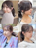 美髪カールシアーカラーピンクブラウンエアリーロングセミディ