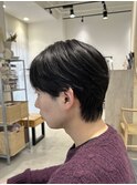 ベリーショートウルフアッシュブラックカルマパーマ《用賀》