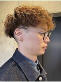 スペインカール　メッシュキャップハイライト　スパイラルパーマ