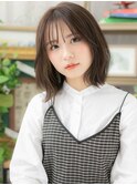 グレーベージュシースルーバング韓国風ロブh4上尾20代30代40代