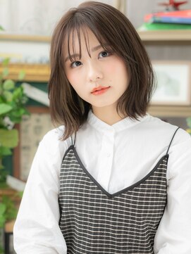 カバーヘア ブリス 上尾西口店(COVER HAIR bliss) グレーベージュシースルーバング韓国風ロブh4上尾20代30代40代