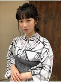 暗髪が◎モードでお洒落な浴衣ヘアアレンジ