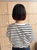ユウヘアー 千代田橋店(U Hair) 切りっぱなしミニボブ × オレンジ裾カラー