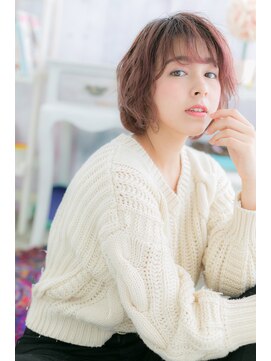 ミック ヘアアンドメイク アップ 駒込店(miq Hair&Make up) 個性的カラー★ボルドー色くせ毛風ガーリーグラボブ