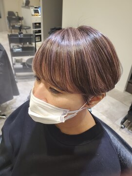 シェル 国分寺(shell) ペールパープルハイライト★ショートボブ