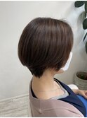 ショートボブ[黒髪/グレーベージュ/レイヤーロング/前髪パーマ ]