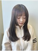 ロングレイヤー 姫カット 重ためレイヤー ぱつっと前髪