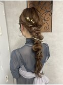 編みおろしアレンジ/結婚式アレンジ/ヘアセット