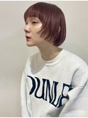 ボルドーヘア_ワインレッド_カシスカラー_マッシュボブ