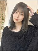 サファイアグレージュカラー/ミディアムストレート/韓国