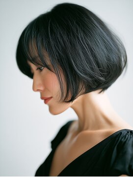 黒髪/クラゲヘアー/オリーブグレー/小顔/ココアベージュ/川西