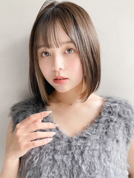 リヤン 表参道(lyann) イメチェンピンクベージュ前髪イヤリングカラーa