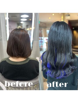 ガルボヘアー 心斎橋店(garbohair) ロイヤルブルーカラープルエクステ心斎橋エクステ当日予約OK