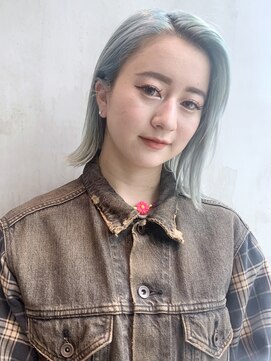 アルバム 銀座(ALBUM GINZA) 切りっぱなしボブ_ラベンダーカラーくびれミディ_58437