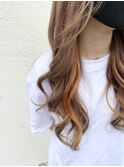 #オレンジ #インナー #カラー #プルエクステ #ケアブリーチ