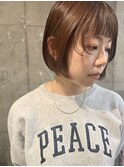 オレンジブラウンのミニボブ