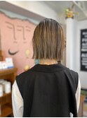 切りっぱなしボブ/ハイライト/ぱつっとボブ　渋谷