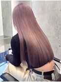 渋谷ピンクベージュカラーペールピンクカラー顔周りレイヤー30代