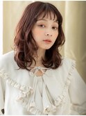 チェリーレッド大人可愛い波巻き毛先パーマA0戸田公園20代30代