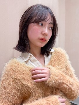 ボブミディアムストレートレイヤー小顔