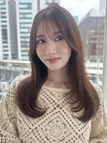 バイオレットジェム(Violet`jem) レイヤーカットくびれヘアぱっつん前髪マロンベージュ