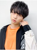 簡単セット◎メンズパーマニュアンスパーマ黒髪マッシュ