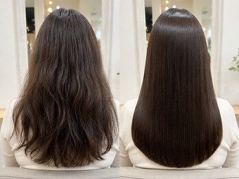 ラルジュヘアイコール(Large hair equal =)の写真/柔らかい手触りのナチュラル縮毛矯正で日々のストレスを解消！思わず触れたくなるサラツヤストレートに♪
