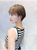 大人ショート 前髪あり 丸みひし形 丸顔面長エラ張り絶壁K1119