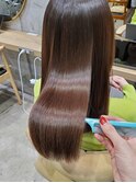 赤みなし艶カラー前髪×髪質改善レブリトリートメントロングヘア