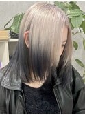 ホワイト×ブラック/ルーツカラー/ケアブリーチ/渋谷