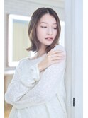 大人かわいい前髪セシルカットココアブラウンフリンジウェーブ