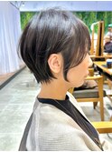 大人ショートボブ丸みショートカットマッシュショート前髪あり
