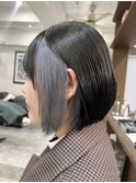 インナーカラー/ライトブルー/ボブ/デザインカラー/表参道