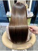 ミニウルフ黒染め髪質改善縮毛矯正酸性ストレートレイヤー/大宮