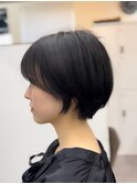 韓国風ミニボブタンバルモリ切りっぱなしボブ前髪あり小顔ボブ