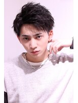 ネイビー(NAVY)&nbsp;アップバング 前髪上げマッシュ 社会人 ビジネスマン メンズ