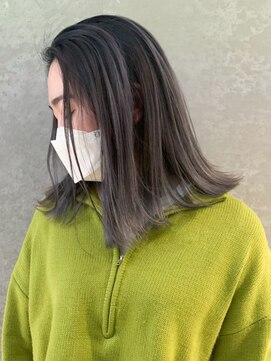 アイティーバイアルバム 下北沢店(IT by ALBUM) バレイヤージュ_ホワイトグレージュこなれミディ_ba386411