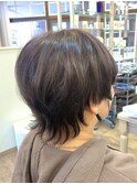 黒髪/グレーベージュ/レイヤーロング/前髪パーマ/福原遼華