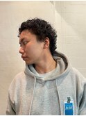 MEN'S HAIRマッシュウルフアッシュブラックカルマパーマ